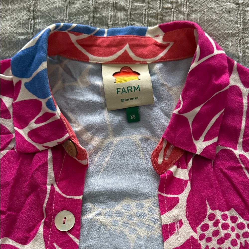 Farm Rio Colorful Floral Button-Up Shirt - Picture 2 of 4